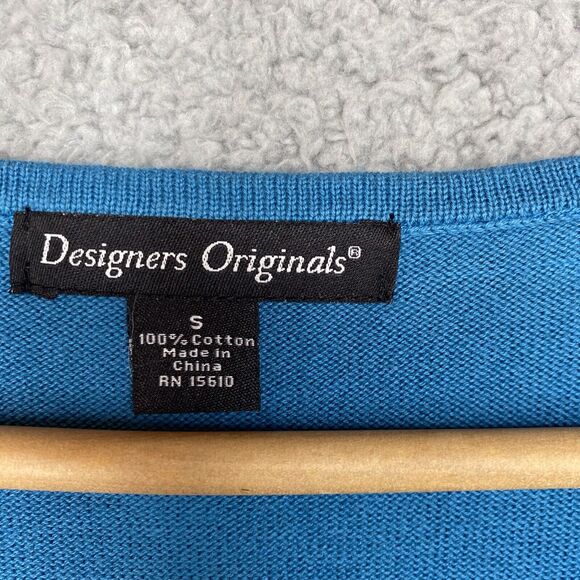 Minimalist Sweater Knit M Cottagecore Dainty Pointelle Blue SS 100% Cotton - Picture 6 of 14